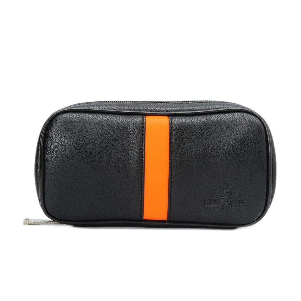 PU leather tobacco pipe bag, portable anti-odor bag, can hold two pipes, tobacco, pipe accessories, built-in small tobacco bag