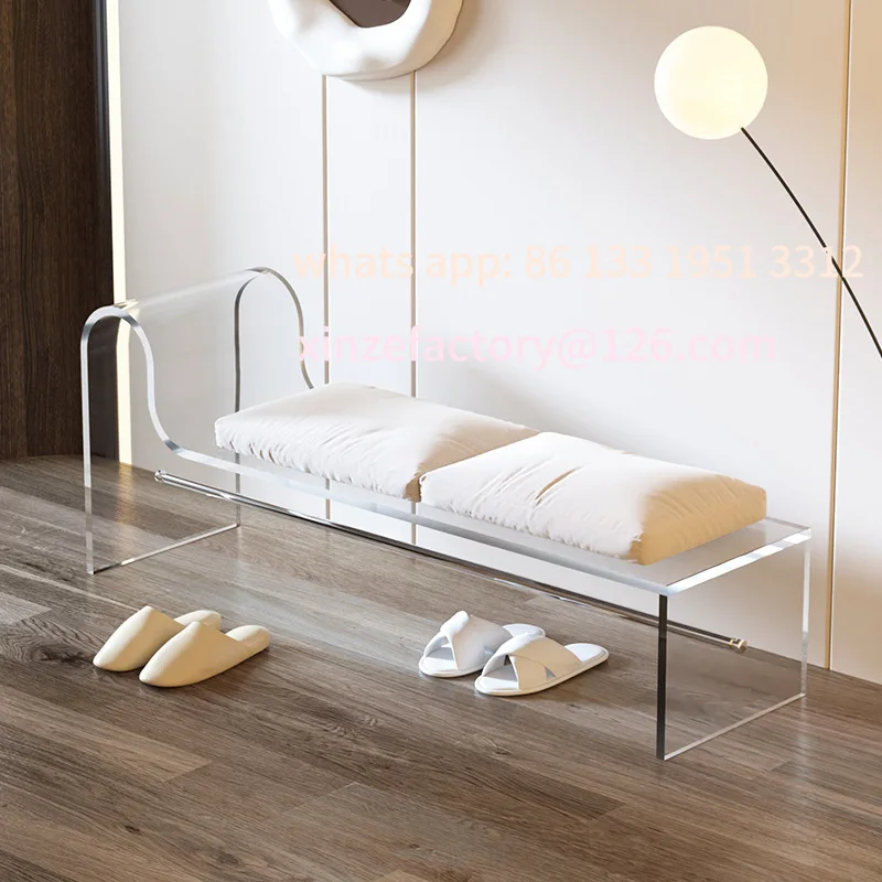 

Customizable American shoe changing stool light luxury cream minimalist home