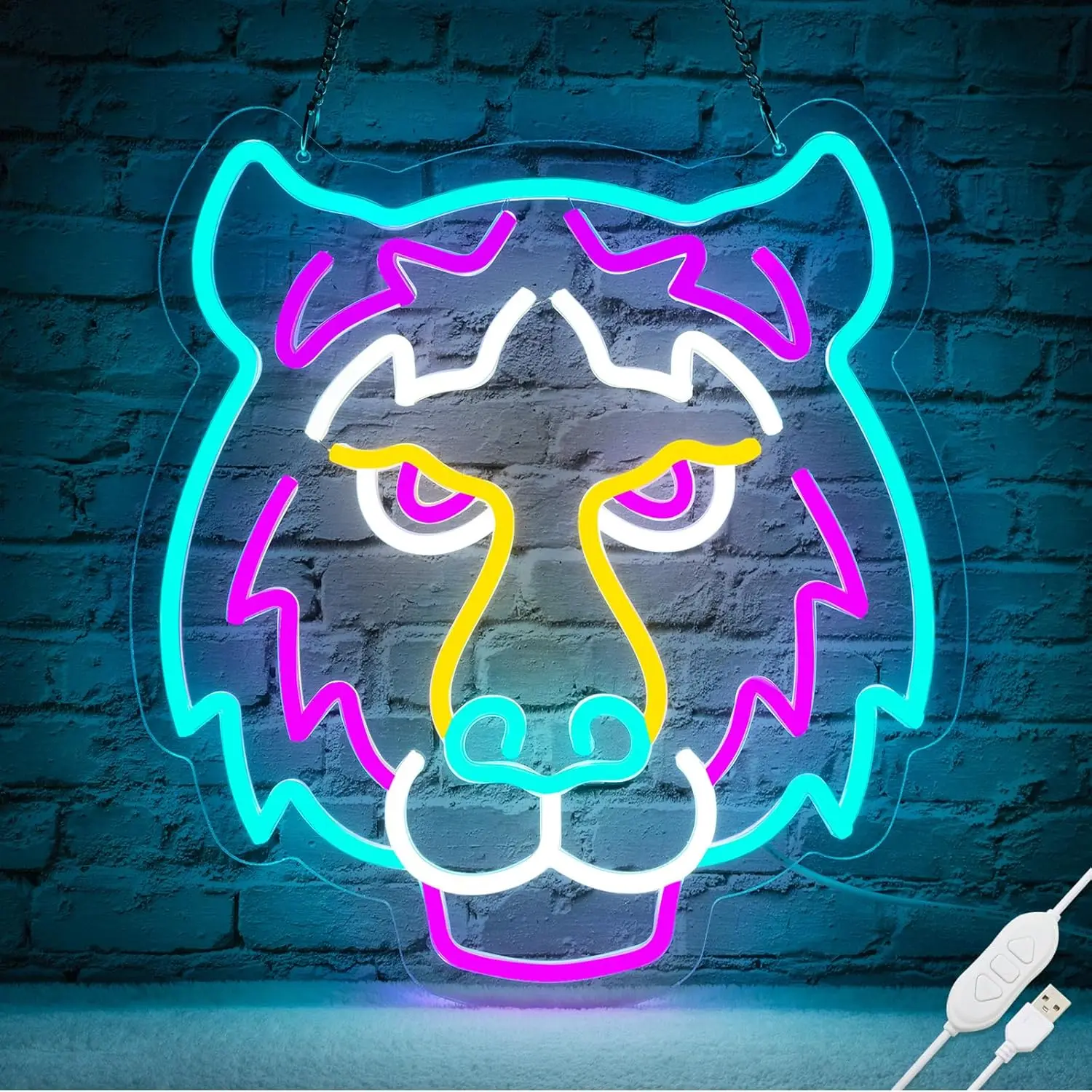 

14x13in Tiger Head Neon Sign Wall Decor LED Light Bar Club Office Hotel Cafe Man Cave boy Bedroom Perfect Gift Christmas Animal