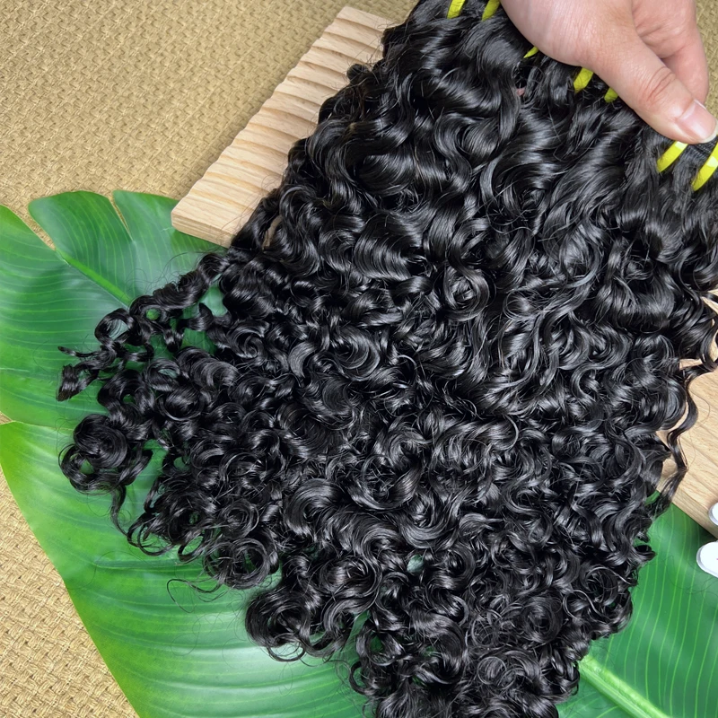 Unbehandeltes Burmesisches Lockiges Echthaar-Bündel Vietnamesisches Rohes 100% Echthaar-Extensions für Frauen Federnde Locken Natürliche Farbe # 1B – Detail 9