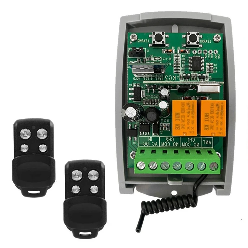 Receptor de controle remoto para porta de garagem Tuya WIFI 433Mhz 2CH Receptor 12-24V Suporte APP Controle de voz RF