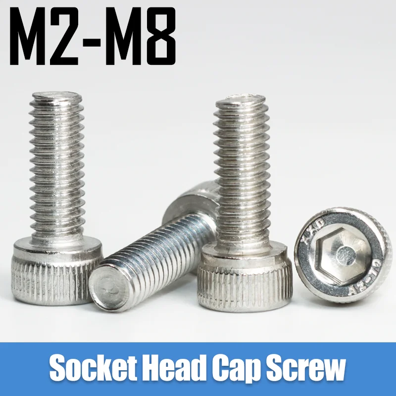 100p M2 M3 M4 M5 M6 M8 Hexagon Bolt 304 Stainless Steel Hex Socket Head Cap Allen Screw Anti-Rust of Computer CPU Game Car Glass