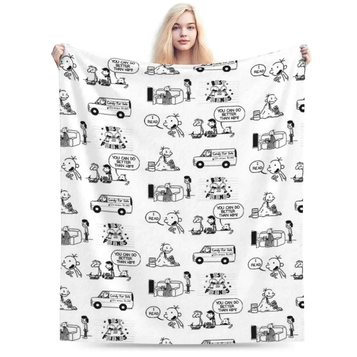 Wimpy Kid Blankets Soft Warm Flannel Throw Blanket Bedding for Bed Living room Picnic Travel Home Couch