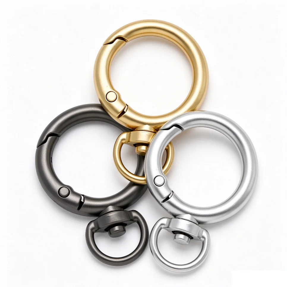 5-20pcs Round Openable Swivel Metal Spring Snap Hook Key Ring Buckles Clasps for DIY Bag Keychain Jewelry Making Accessories