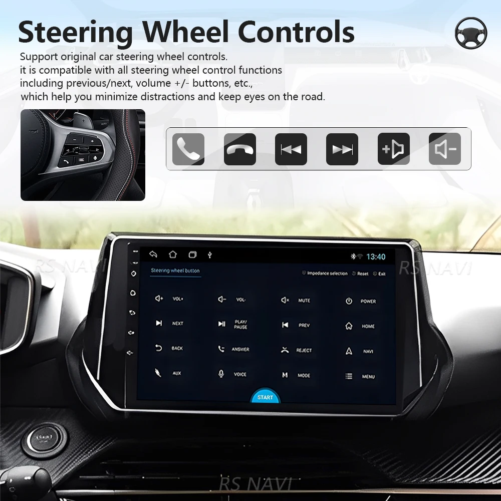 Android 16 Carplay Auto Qualcomm Screen Car Radio Player For Peugeot 2008 2019 - 2022 GPS Video navigation Stereo wifi+4G dsp bt