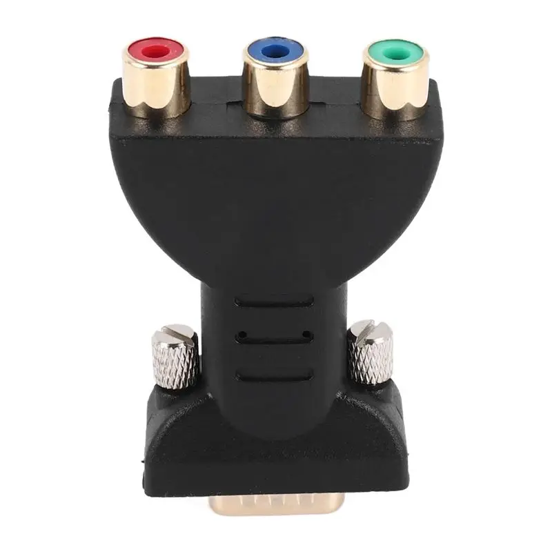 3 RCA RGB Female To HD 15-Pin VGA Style Component Video Jack Adapter Conventer