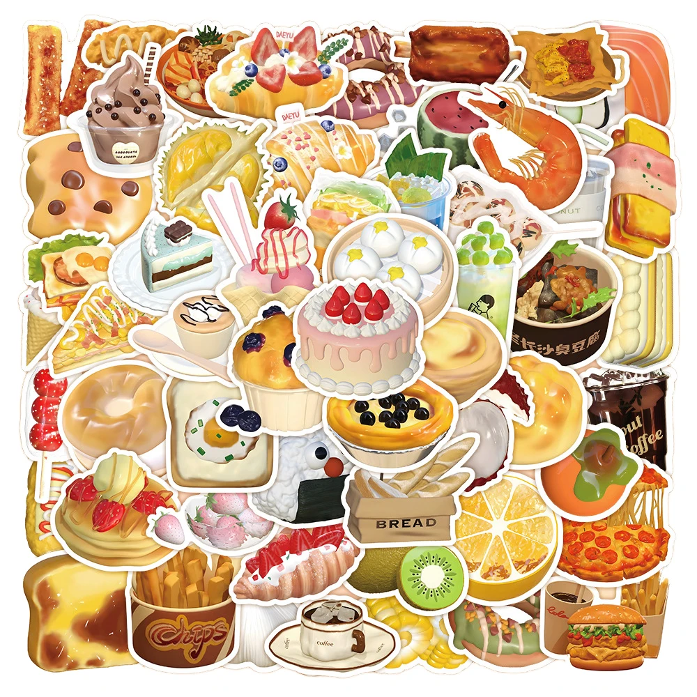 10/30/60PCS INS Style Donut Milk Food Cute Stickers Stationery Scrapbook Notebook Phone Diary DIY Waterproof Sticker Kid Toy