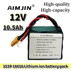 AIMJIN 3S3P 12V 10.5Ah 10Ah High Capacity UAV Rechargeable 12.6V Li-ion Battery for Various RC Airplane Quadrotor XH2.54-4P XT60