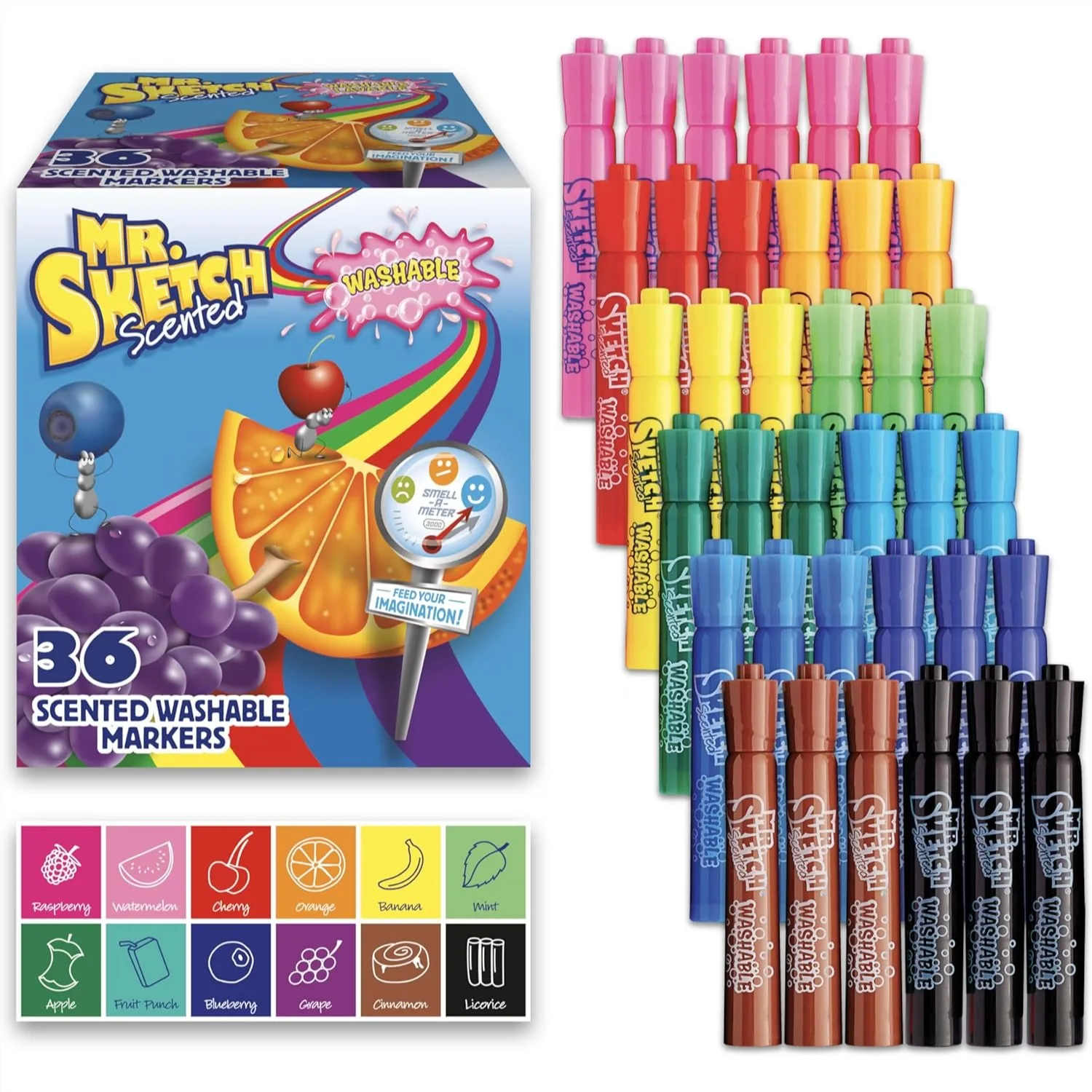 

Scented Washable Markers for Kids, Chisel Tip Assorted Colors 36 Count with 12 Scents