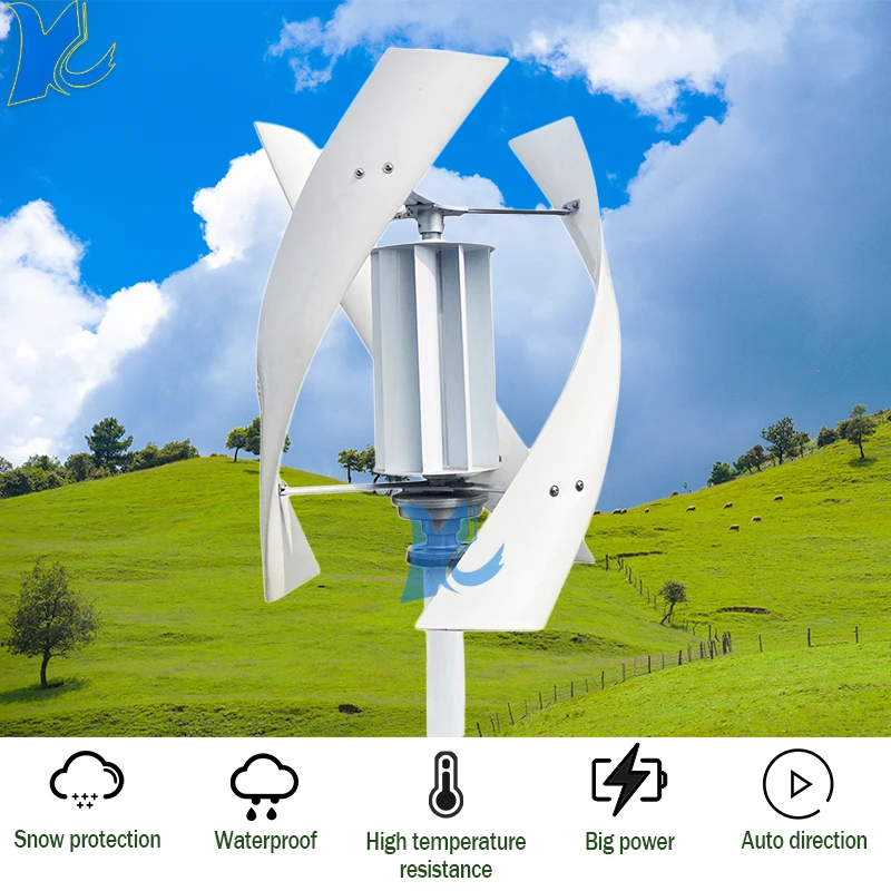 Home Boat 8KW 10KW 15KW Wind Turbine Wind Power Generator 12V 24V 48V Horizontal axis Windmill Low Noise With MPPT Controller