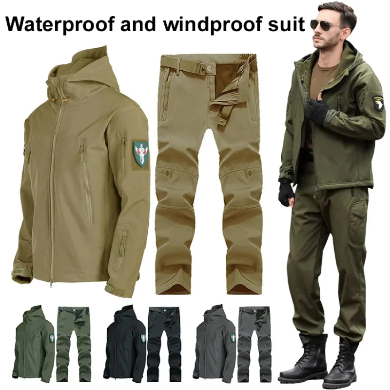 

Men's Outdoor Punching Jacket Softshell Autumn and Winter Suit Coldproof Fleece One Punching
