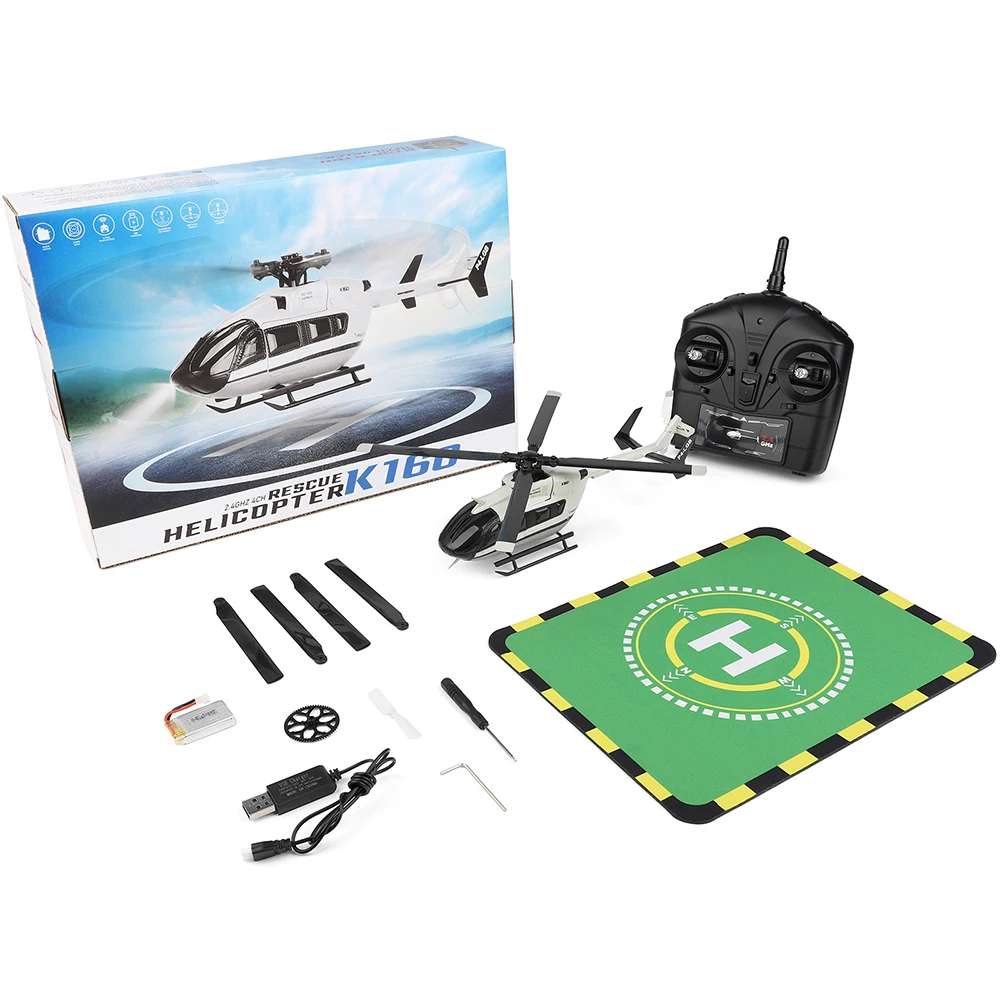 Nowy helikopter RC WLToys K160 z silnikiem bezszczotkowym, samolot 2.4GHz 4CH z 6-osiowym żyroskopem, model EC-145