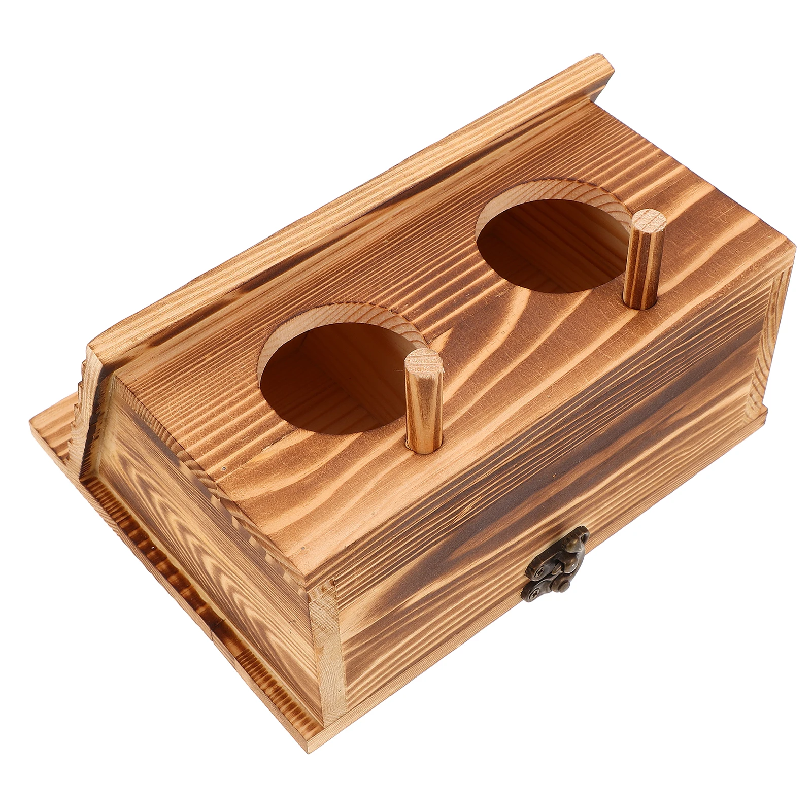 

Outdoor Wooden Bird Nest Box for Parrots Dual Entrance Design Natural Solid Wood Breeding House for Cockatiel Budgie Conure