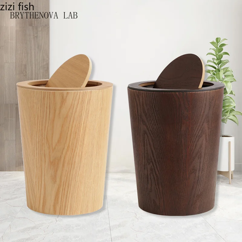 Creative Wooden Trash Can Round Simple Cleaning Tools Garbage Home Can Wastebasket Bathroom Trash Bin Kitchen Waste Storage Bins
