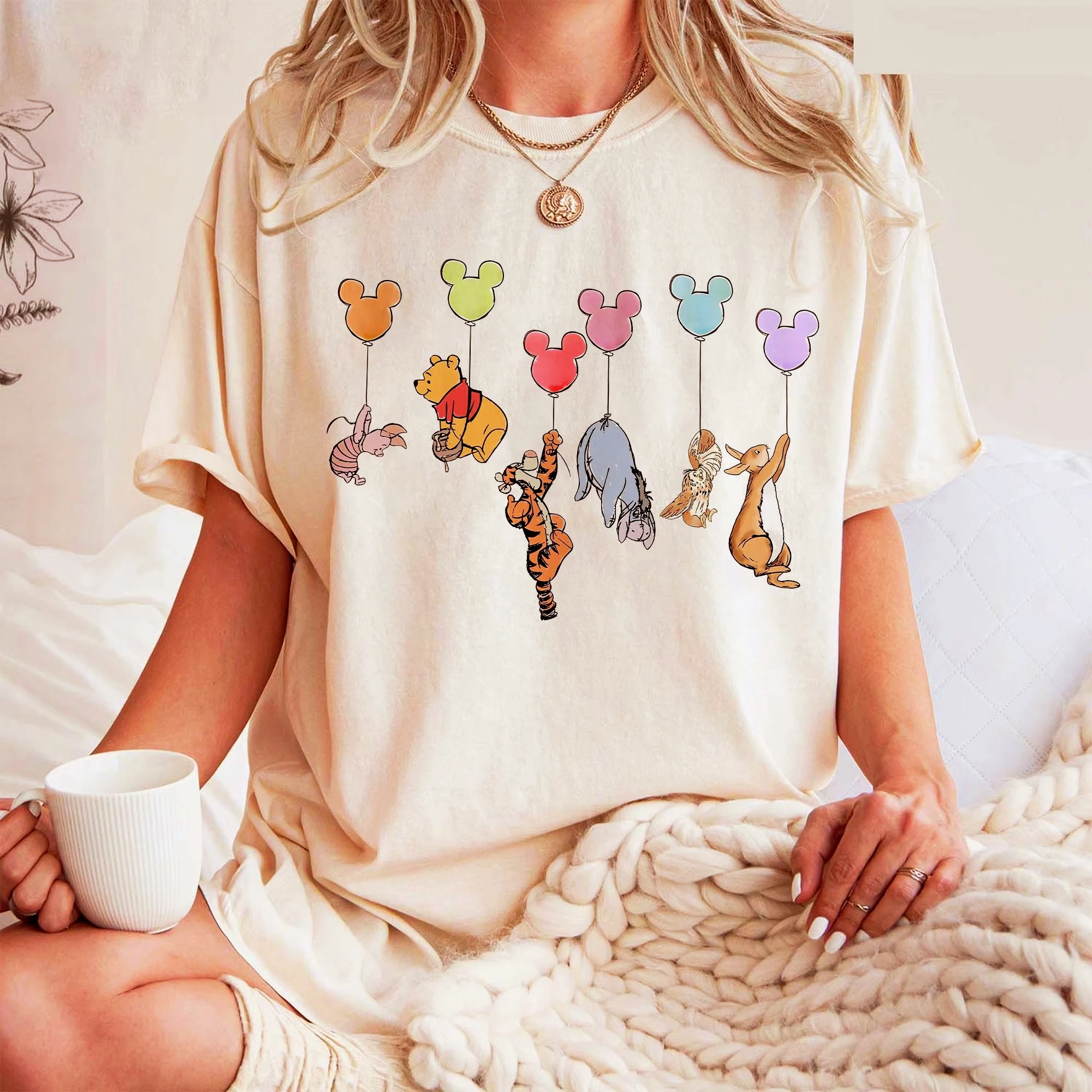 2026 new Adult and children's family edition Winnie-the-Pooh multi-color printed sporty casual comfortable T-shirt