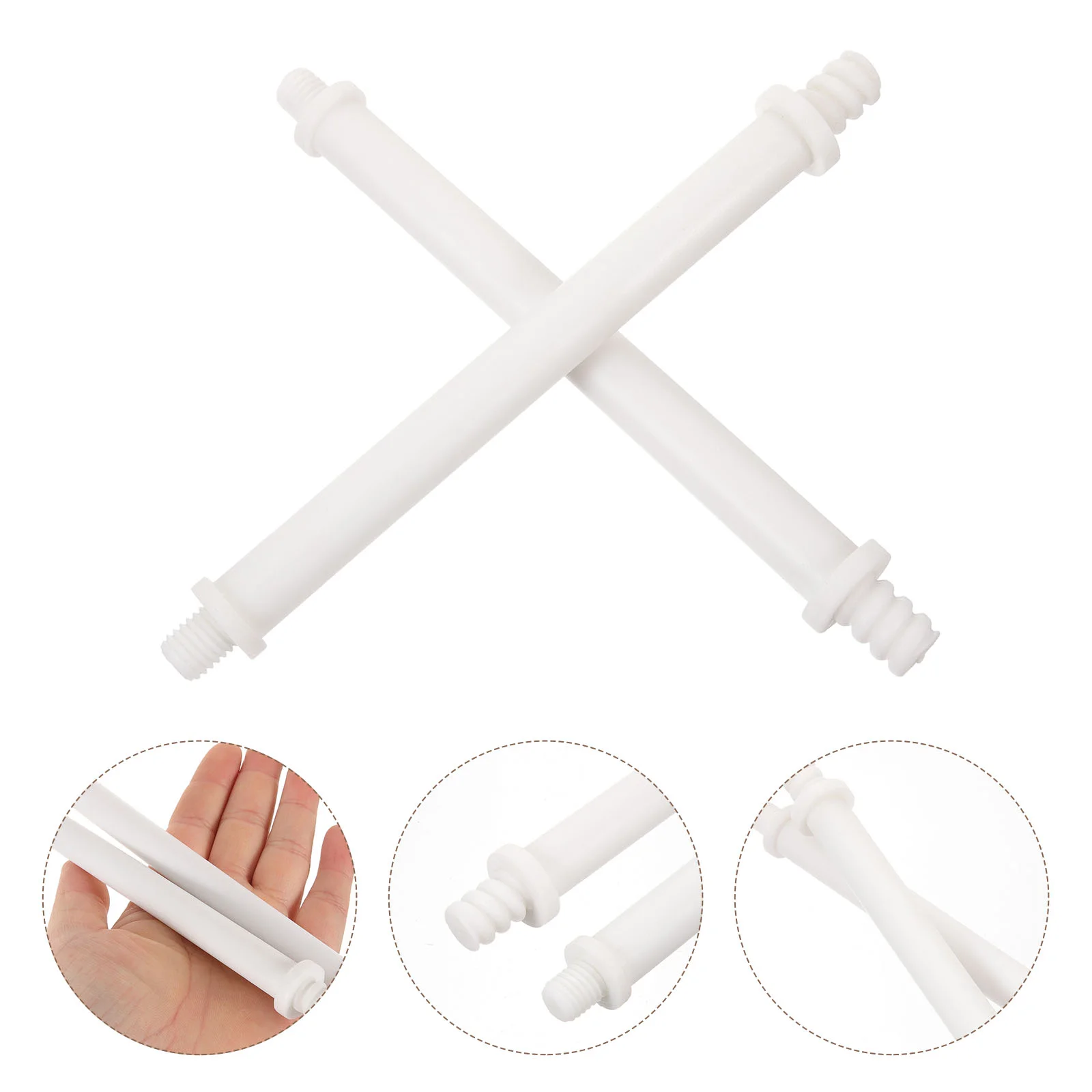 

2 Pcs Toilet Brush Plastic Rod Replacement Handle for Scrub Parts Brushes Bowl Long Head