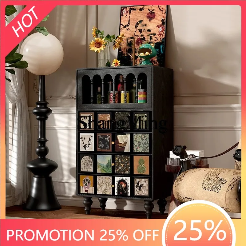 

FG good-looking home simple modern retro solid wood bucket cabinet living room wall storage bedroom storage cabinet