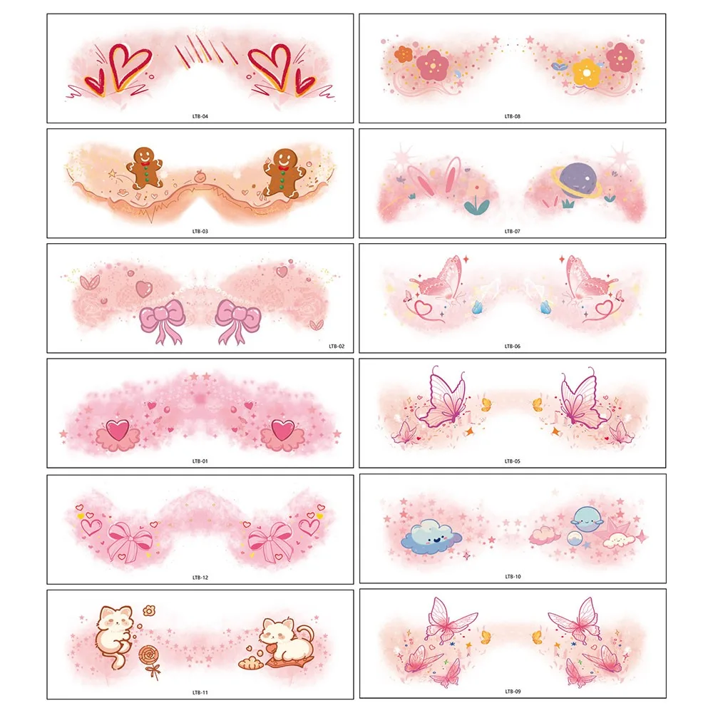 

12PCS Temporary Glitter Face Tattoo Multicolor Makeup Accessories Cheek Makeup Tattoo Fashion Styles Powder Blusher Stickers