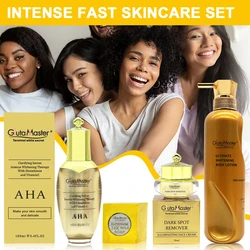 Gluta Master AHA Glowing Skin Set Hydrate Even Skin Tone Remove Dark Spots Clarifying Intense Rapid Fading Skin Care Set