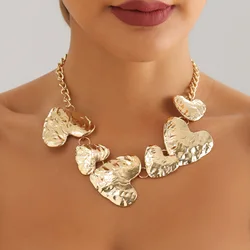 European and American fashion geometric exaggeration new splicing love earrings necklace fashion creative metal neck chain