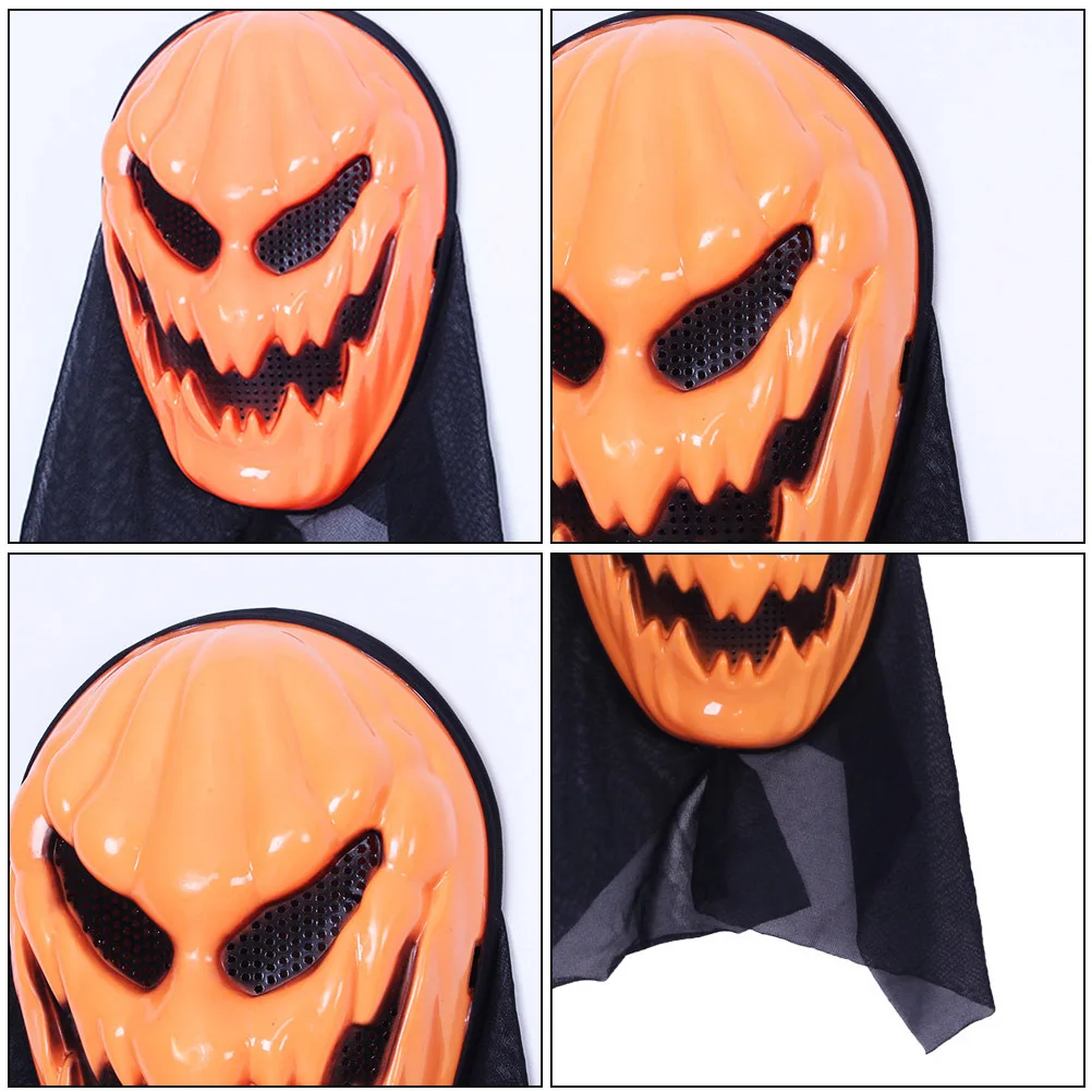 قطعتان من قناع اليقطين للهالوين، قناع شاش على شكل جمجمة شبح، خفيف الوزن يسمح بمرور الهواء لزي تنكر كرنفال الهالوين #6