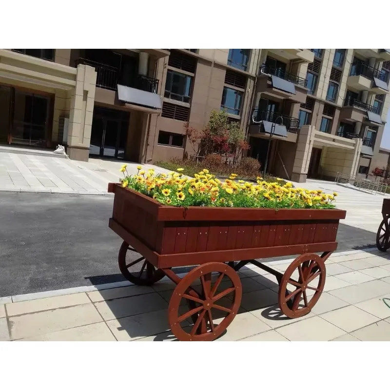 رف عائم من الخشب الصلب حامل زهور وعاء زهور عربة عرض صلبة حامل نباتي حديقة خشبية مربعة صندوق حامل زهور خشبي #3