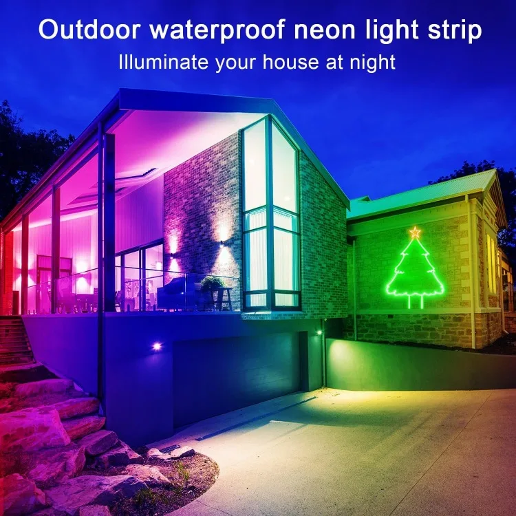 50Ft Led neon Rope Lights Music Sync IP65 impermeabile flessibile Led Rope Lights 40Key Remote/APP Control,Outdoor RGB Neon