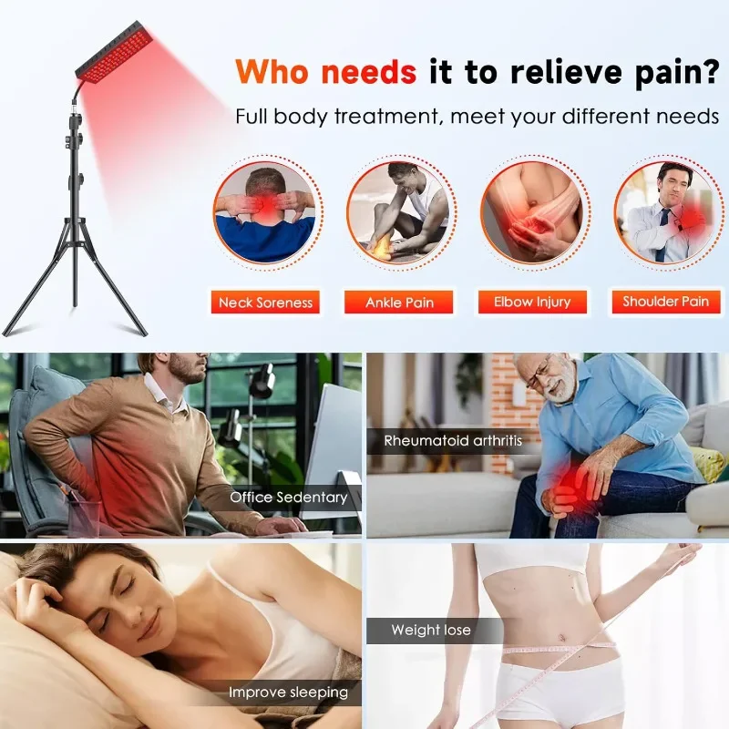 Red Light Therapy Lamp For Full Body Face with Timer &Stand Infrared Light Therapy Device Reduce Stress Muscle Relax Skin Care