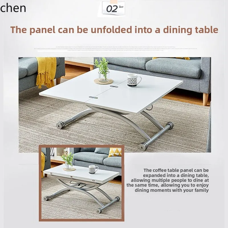 YFY  Activity Coffee Table Dining Table Integrated Small Apartment Folding Lifting Dual-use Movable with Wheels Two-in-One