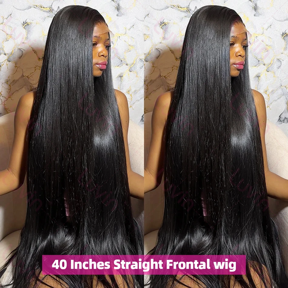 Wig rambut manusia HD 13x6 250% lurus tulang 40 inci renda depan Wig rambut manusia lurus Brasil transparan 13x4 Wig Frontal renda