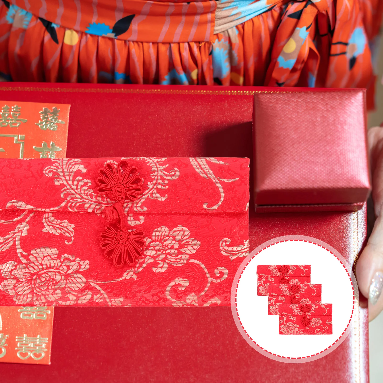 

3 Pcs Satin Red Envelope Gift Bag Envelopes Personality Chinese New Year Wedding Money Hong Bao Cloth Style Bridal