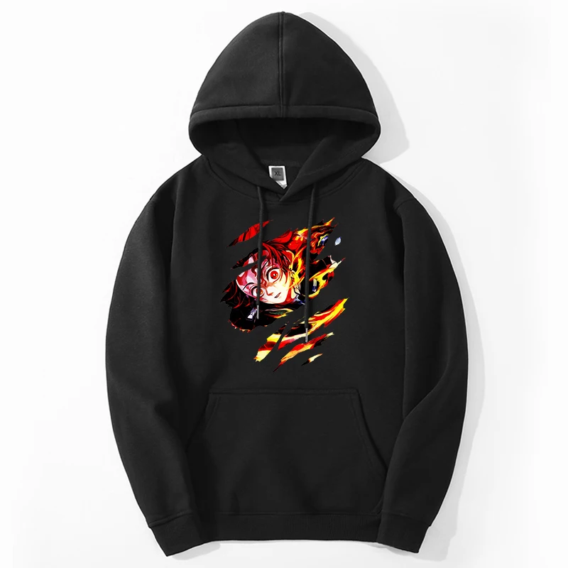 

Demon Slayer Anime Hoodies Men Tanjirou Japan Cartoon Mangas Graphic Sweatshirts Fleece Long Sleeve Hip Hop Tracksuit Streetwear