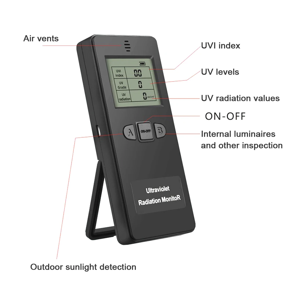 Portable Digital Ultraviolet Radiation Detector Ultraviolet  UVI Meter Radiometer Tester Protective Equipment Testing