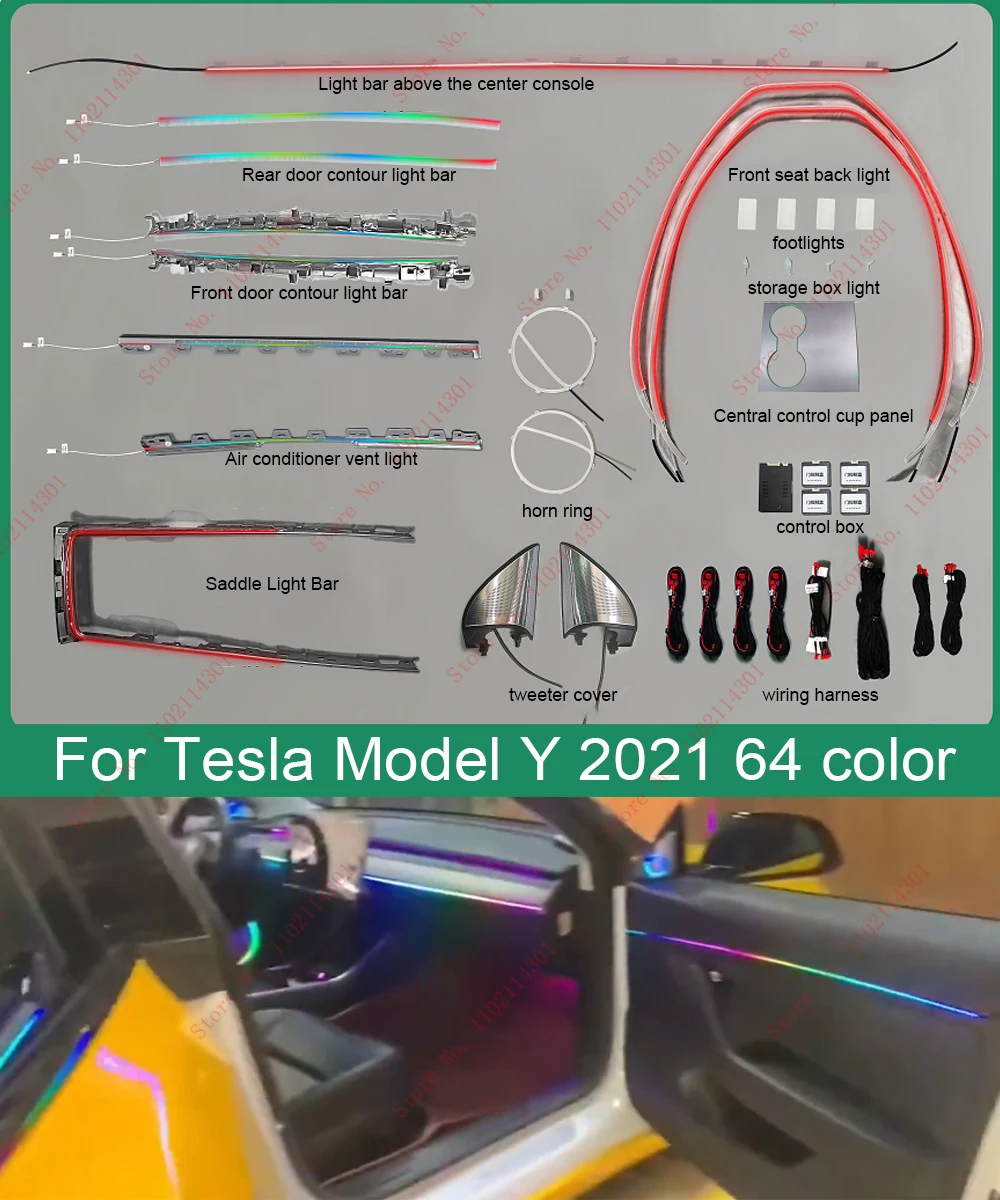 

Symphony Decoration lamp touch control For Tesla Model 3 model 3 model Y 19-21 Ambient Light Center pillar horn cover Atmosphere