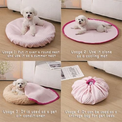 Cama refrescante redonda de seda fría para gatos y perros pequeños