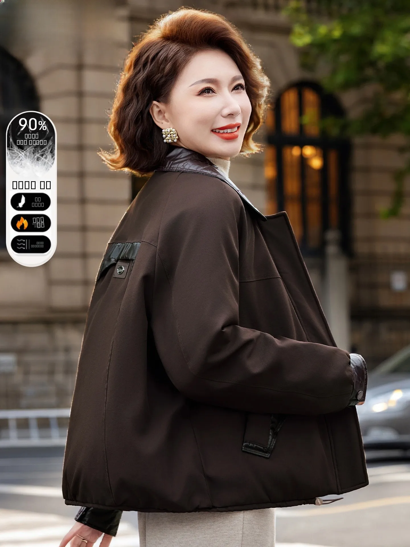 

Casual Warmth Young Mom down Jaet Women's Coat Middle-Aged And ly ort Cotton Coat Autumn And Winter Faion for Ladies