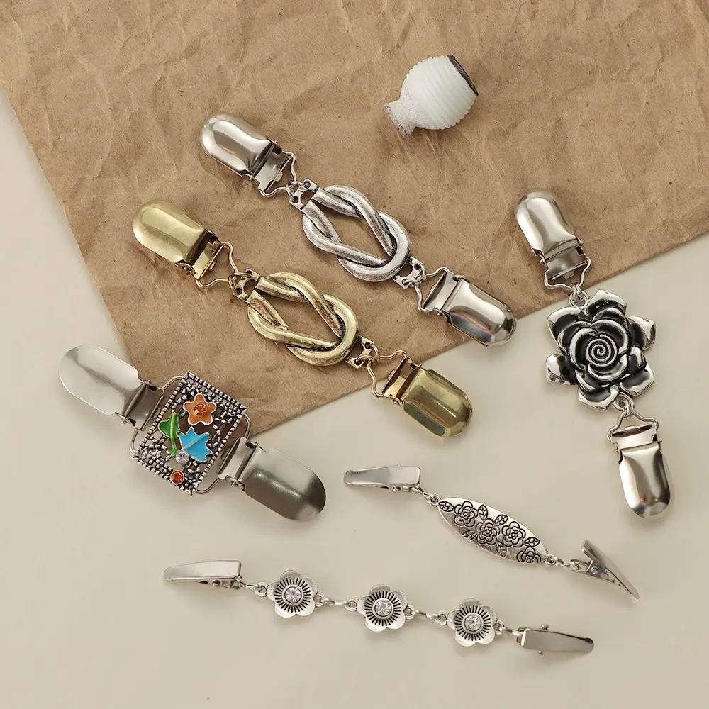 Женский-ретро-кардиган-свитер-блузка-шаль-зажимы-на-воротник-рубашки-цветочный-узор-утка-застежка-брошь-ювелирное-изделие