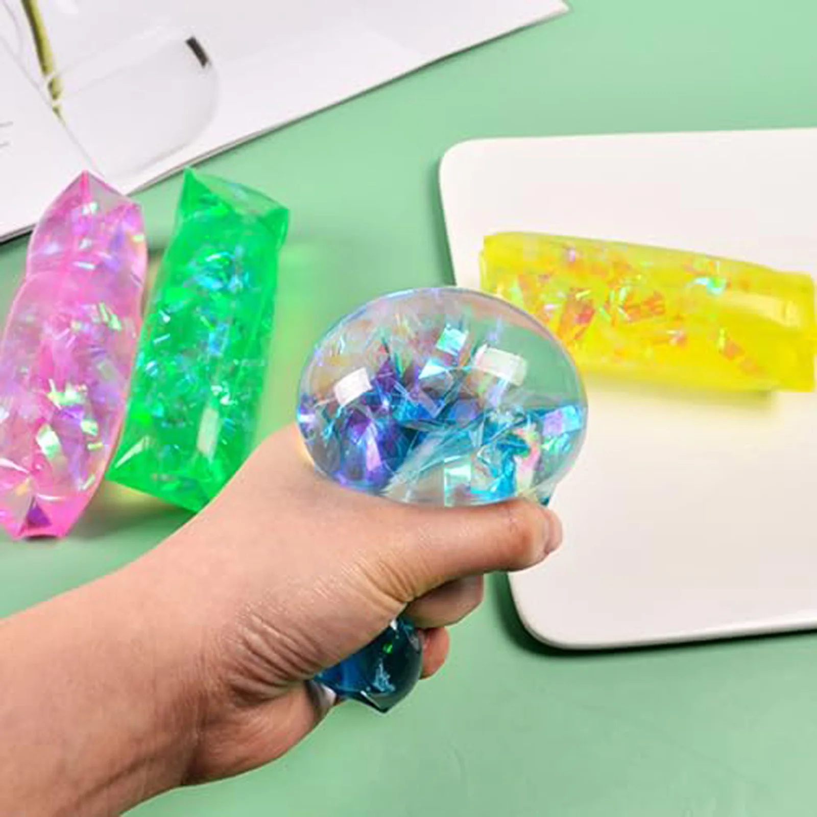 Colorful Random One Smooth Slippery Wiggly Stress Relief Toy with Confetti and Sea Creatures for Kids and Adults Fun Gifts image 3