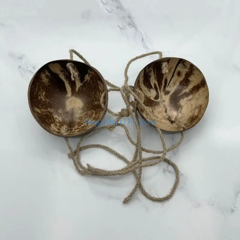 P9FC Woman Coconuts Bra with Cord Novelty Bra Top Coconuts Shell Lingerie Top view 2