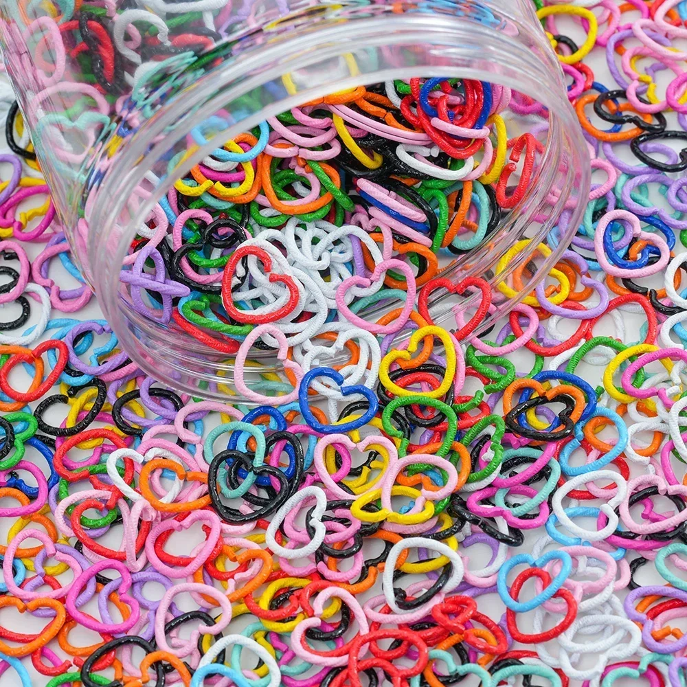 30pcs Colorful Love Shape Open Split Rings Connector DIY Necklaces Bracelets Jewelry Phone Chains Open Heart Ring Accessories