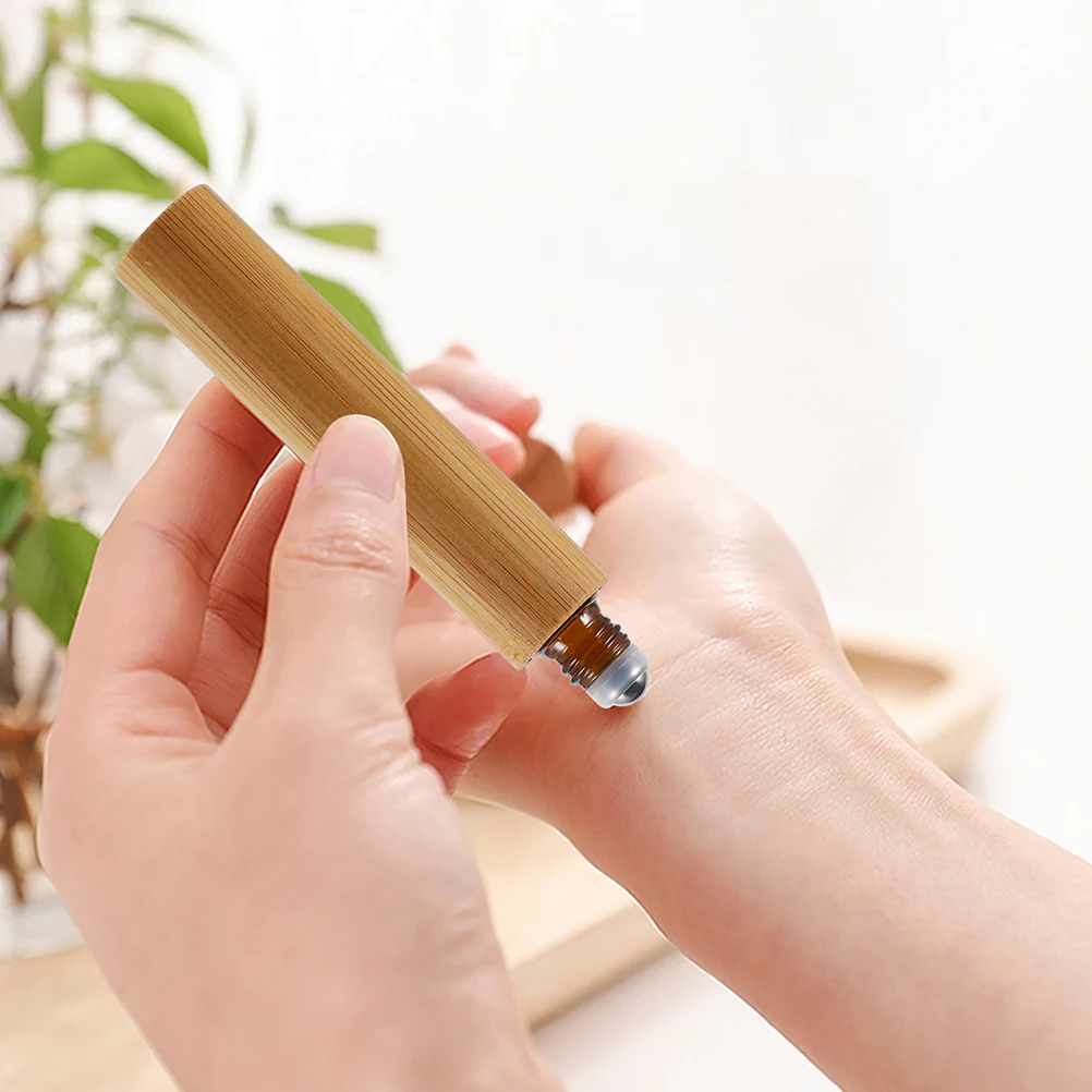 Garrafa de perfume de óleo essencial garrafas recarregáveis enchendo rolo de bambu viagem