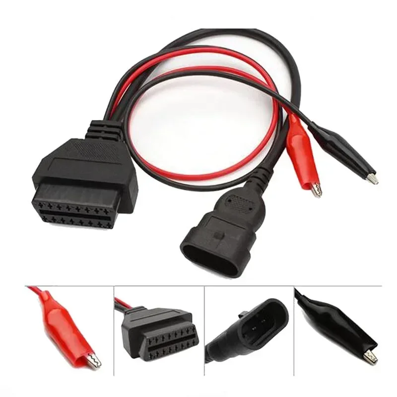 For Alfa Lancia OBD 3 Pin  To OBD2 16 Pin Connector OBDII Obd-II Adapter Auto Car Cable Obd for Fiat 3pin with Elm 327 V2.1 OBD