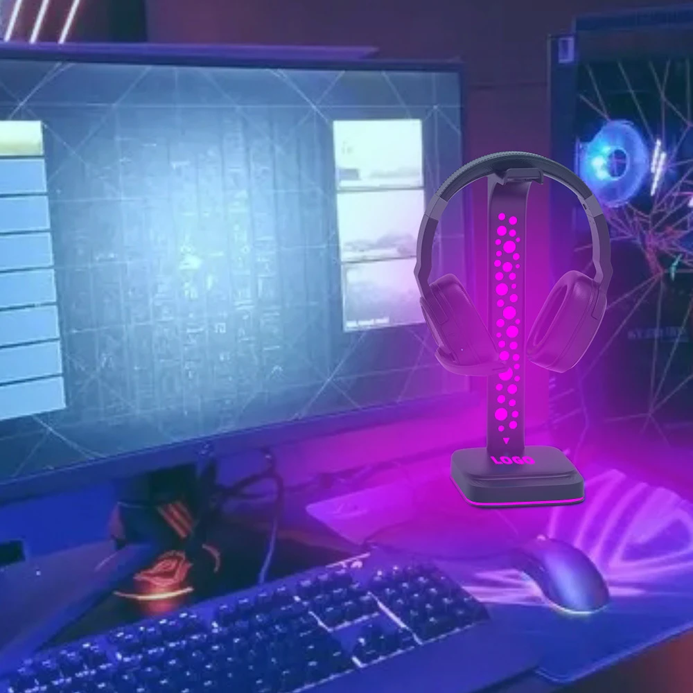 Headset-Ständer Universal-RGB-Kopfhörer halter mit 2 USB-Anschlüssen für Gamer-PC-Gaming-Headset-Desktop-Displayst änder