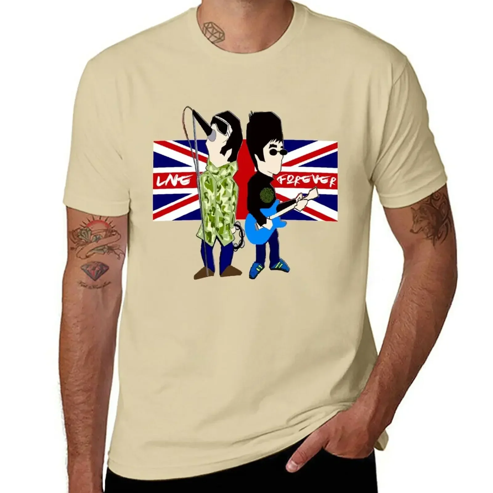 Tshirts for Men New Brit Rock Gods Noel and Liam Gallagher Live Forever Style Tees Mens Clothing Harajuku Funny T Shirts