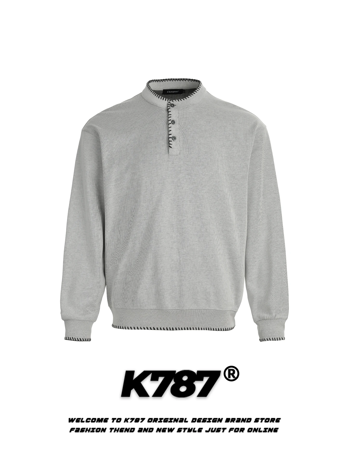

K787 American Retro Cleanfit Long Sve Knitted Sweater ex Loose Casual Trendy ort Top Autumn Polyester Cotton Blend