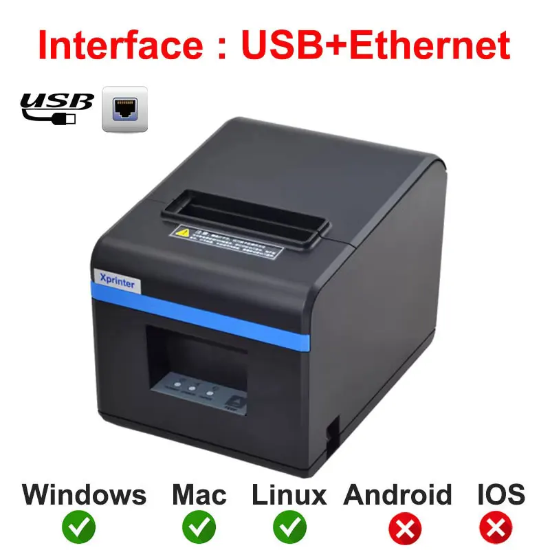 Xprinter Auto Cut 80 mm thermische bonprinter 200 mm/s hogesnelheidsrekeningprinter met USB+LAN of USB+BT of USB+WIFI -1 rolpapier