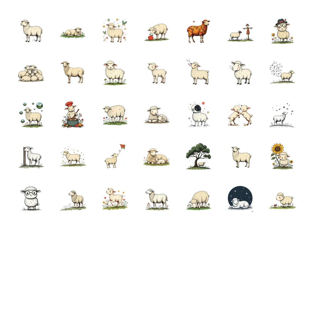 35pcs-100pcs Decals  small size Animal Stickers Cartoon Stickers Sheep Stickers for computer cases DIY notebooks phone cases