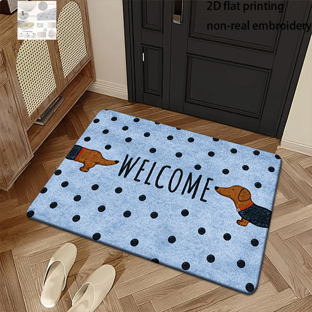 

2D Flat-1pc Welcome Dachshund Doormat , Suitable for bedroom bathroom, entrance door mat.