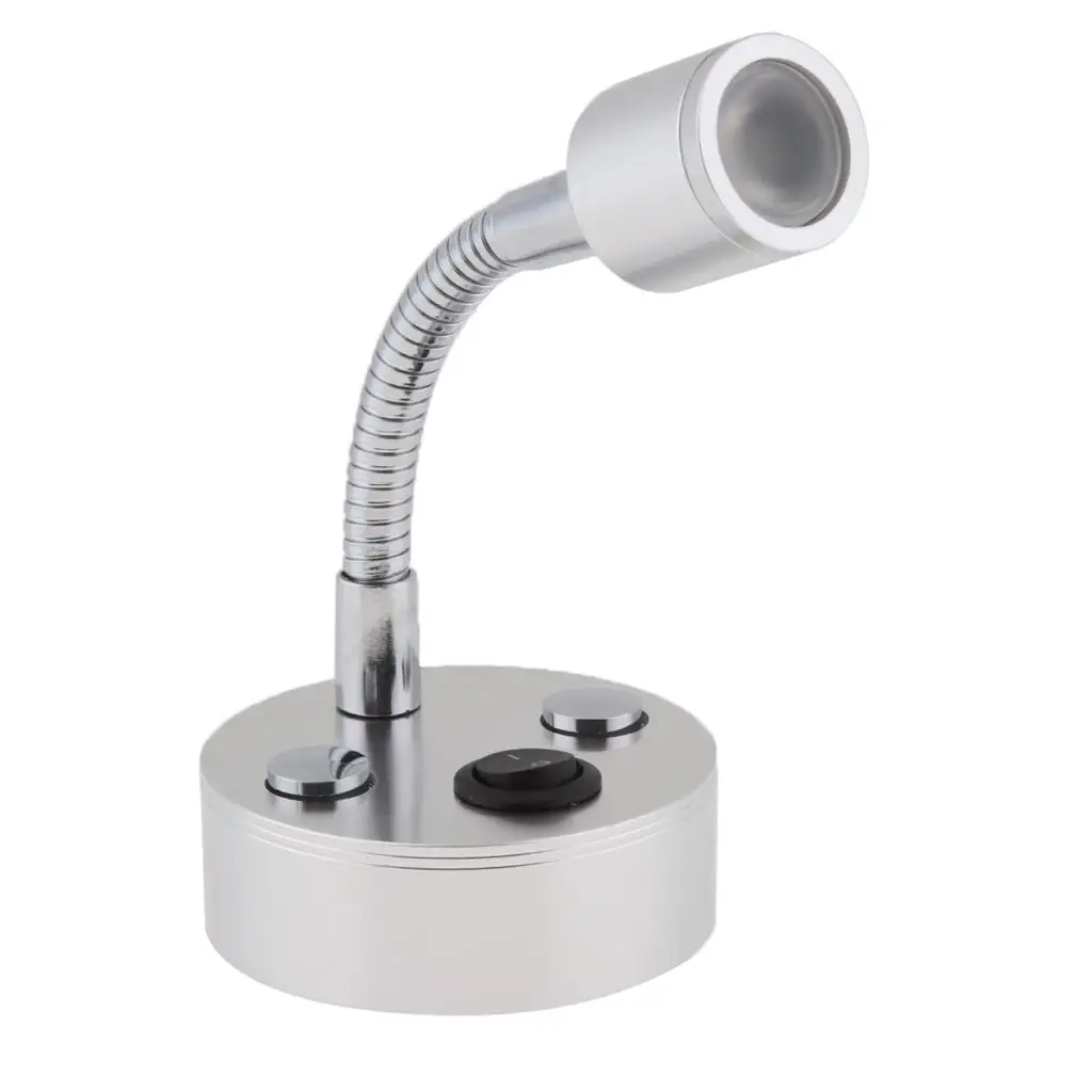 LED Lamp 12V Interior Boat Reading Light Aluminum Wall Mount Flexible Neck for Marine RV Home Bedroom Use