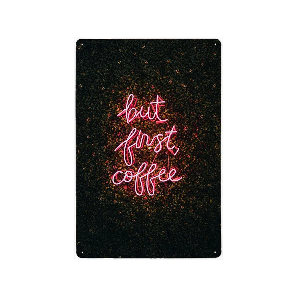 24 Hrs Bar Cafe Neon Signs Beer Pizza Hot Dog Tacos Coffee Vintage Metal Poster Plaques Decoration Wall Tin Painting